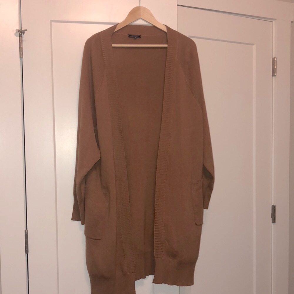 Drop shoulder open cardigan